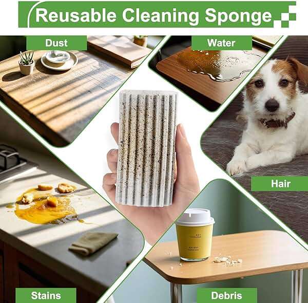 Jeymei 2-Pack Damp Clean Duster Sponge, Sponge Cleaning Brush, Duster for Cleaning Blinds, Glass, Baseboards, Vents, Railings, Mirrors, Window Track Grooves and Faucets - Image 4