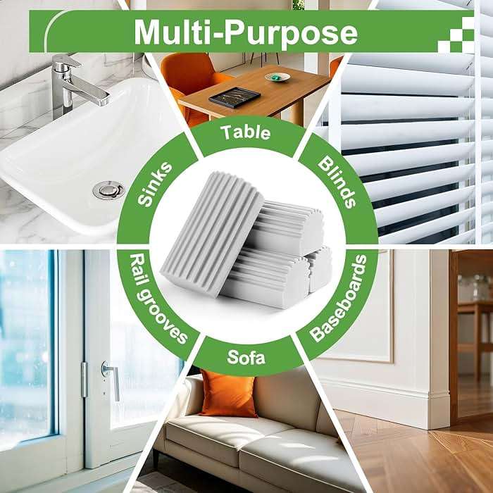 Jeymei 2-Pack Damp Clean Duster Sponge, Sponge Cleaning Brush, Duster for Cleaning Blinds, Glass, Baseboards, Vents, Railings, Mirrors, Window Track Grooves and Faucets - Image 5