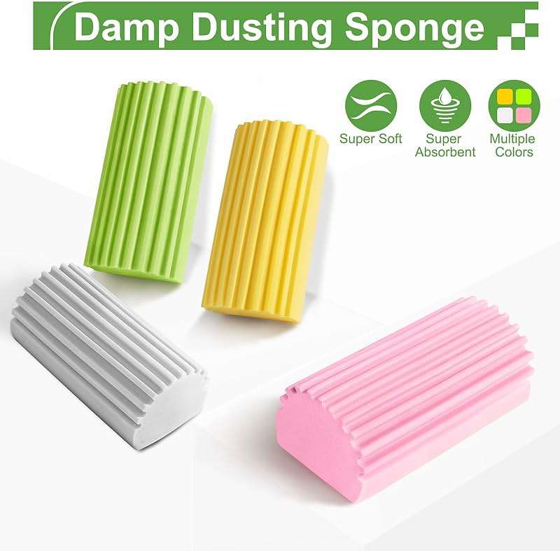 Jeymei 2-Pack Damp Clean Duster Sponge, Sponge Cleaning Brush, Duster for Cleaning Blinds, Glass, Baseboards, Vents, Railings, Mirrors, Window Track Grooves and Faucets - Image 6