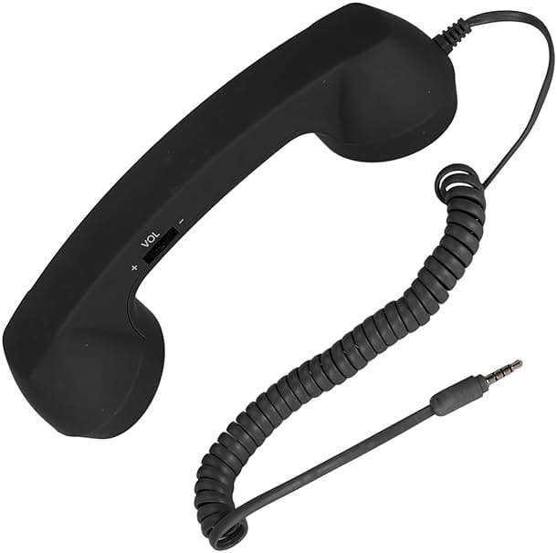 Retro 3.5mm Telephone Handset, Radiation Proof Cell Phone Receiver Mic Microphone Speaker, Vintage Phone Handset for Cellphone Smartphone,with USB C (Black) - Image 1
