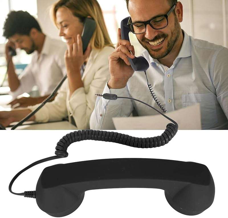 Retro 3.5mm Telephone Handset, Radiation Proof Cell Phone Receiver Mic Microphone Speaker, Vintage Phone Handset for Cellphone Smartphone,with USB C (Black) - Image 5