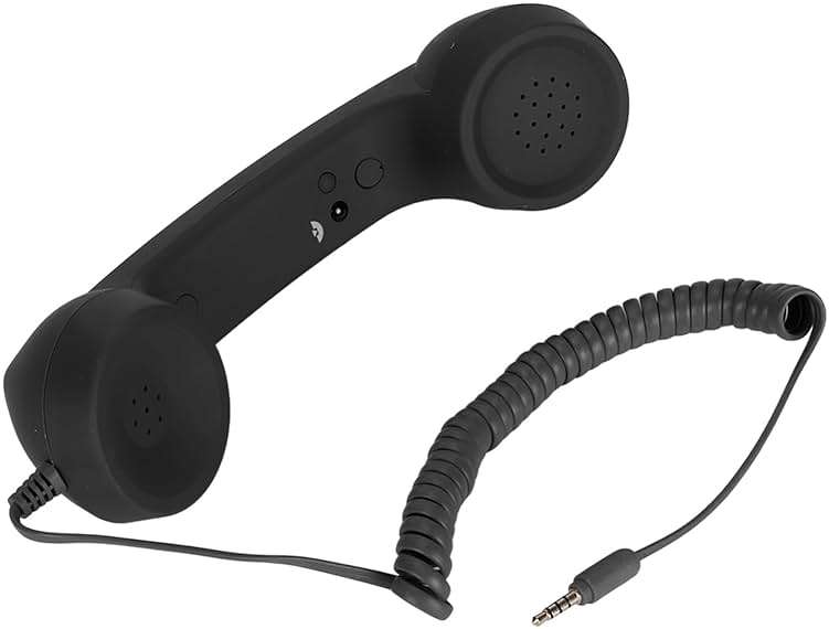 Retro 3.5mm Telephone Handset, Radiation Proof Cell Phone Receiver Mic Microphone Speaker, Vintage Phone Handset for Cellphone Smartphone,with USB C (Black) - Image 8