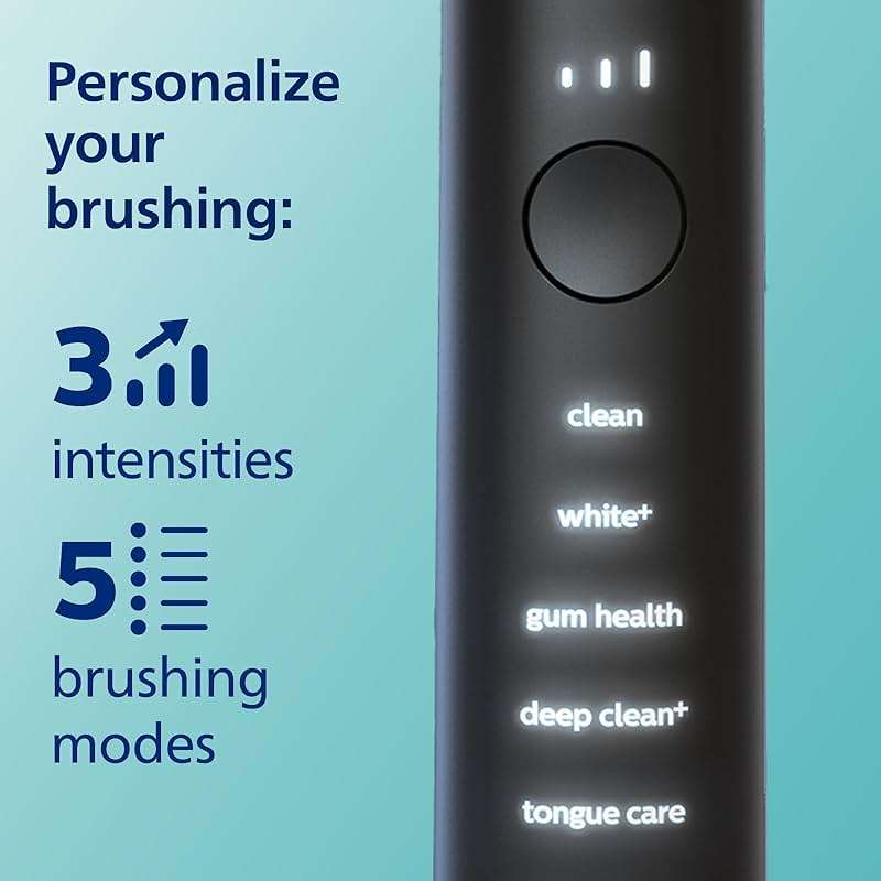 Philips Sonicare DiamondClean Smart 9500 Electric Toothbrush - Sonic Toothbrush with App, Pressure Sensor, 15 Brushing Settings, Replacement Reminder, USB Charging Travel Case, Black, Model HX9923/11 - Image 3