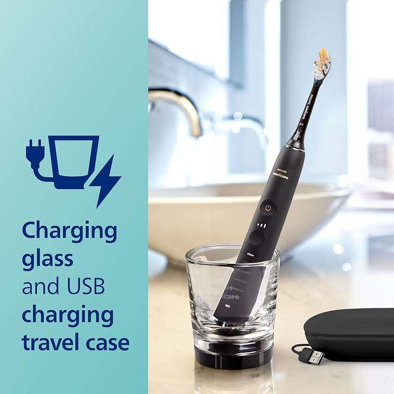 Philips Sonicare DiamondClean Smart 9500 Electric Toothbrush - Sonic Toothbrush with App, Pressure Sensor, 15 Brushing Settings, Replacement Reminder, USB Charging Travel Case, Black, Model HX9923/11 - Image 7