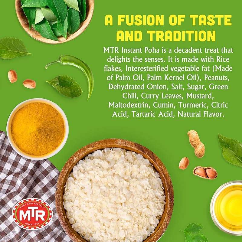 MTR 3 Minute Poha Mix - Ready-to-Cook Indian Meal Made with Rice Flakes, 100% Vegetarian, No Added Preservatives, Convenient & Flavorful, Quick & Delicious Breakfast - Regular Poha, 160g - Pack of 6 - Image 3