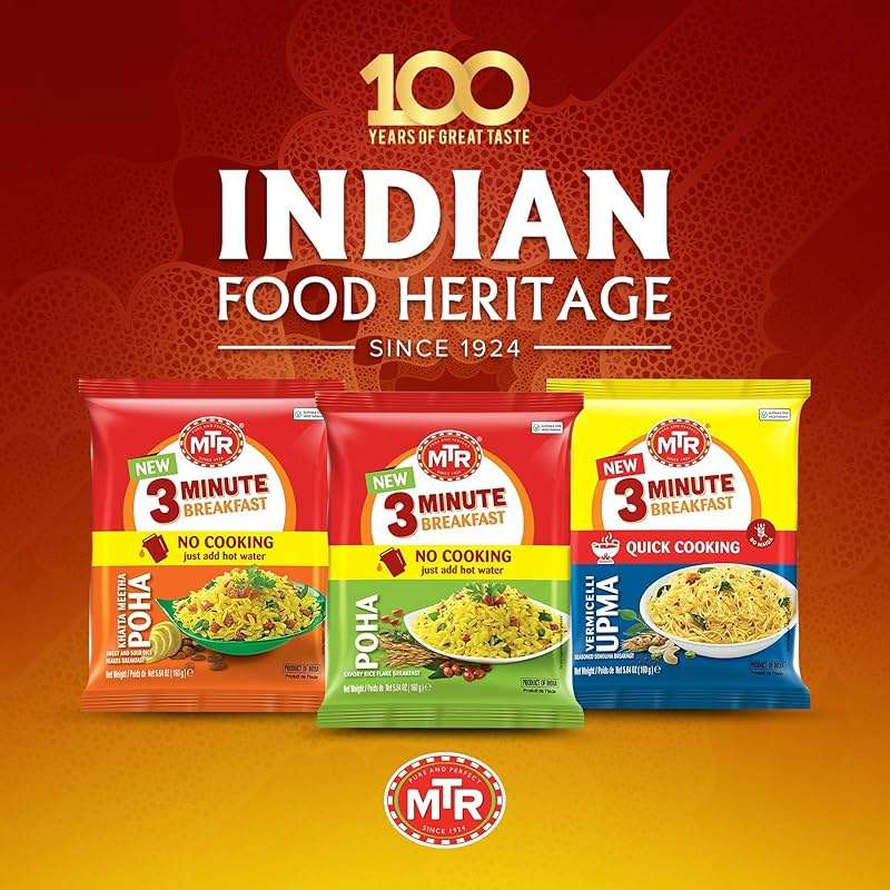 MTR 3 Minute Poha Mix - Ready-to-Cook Indian Meal Made with Rice Flakes, 100% Vegetarian, No Added Preservatives, Convenient & Flavorful, Quick & Delicious Breakfast - Regular Poha, 160g - Pack of 6 - Image 7