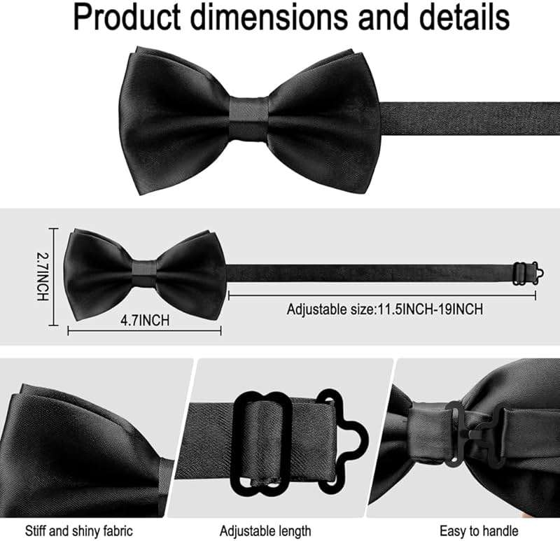 Yetuab Men's Pre Tied Adjustable Bow Ties for Men Women Boys Necktie Bow Tie Wedding Party Concerts - Image 2