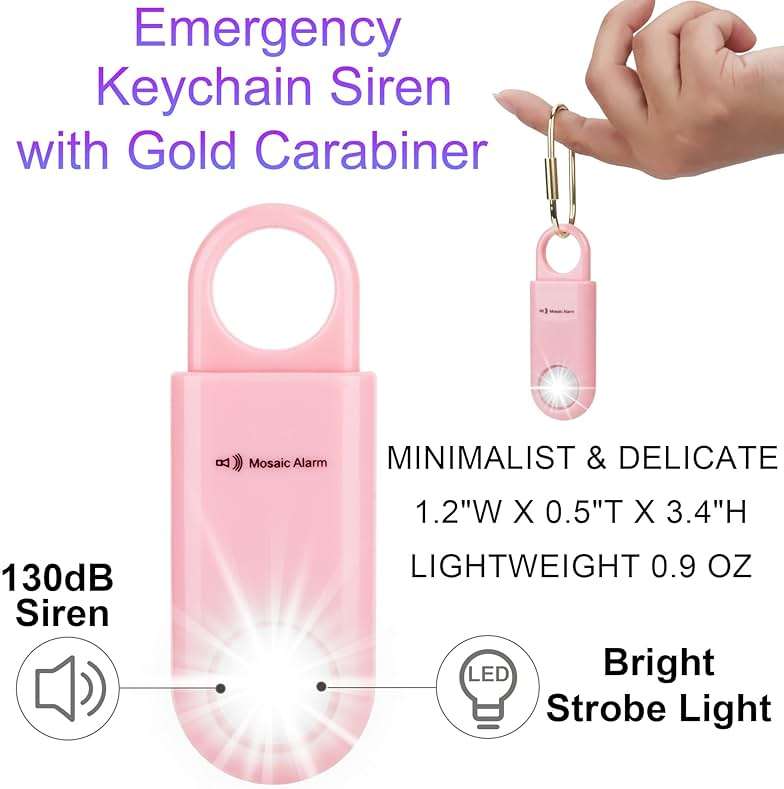 130dB Keychain Siren Ultra Bright Strobe Light. Loud Sound Personal Safety Alarm. SOS Emergency Alerts for Women, Girls, School Children, Night Runners, Hiking. Bear Alarm Deterrent. Pink - Image 7