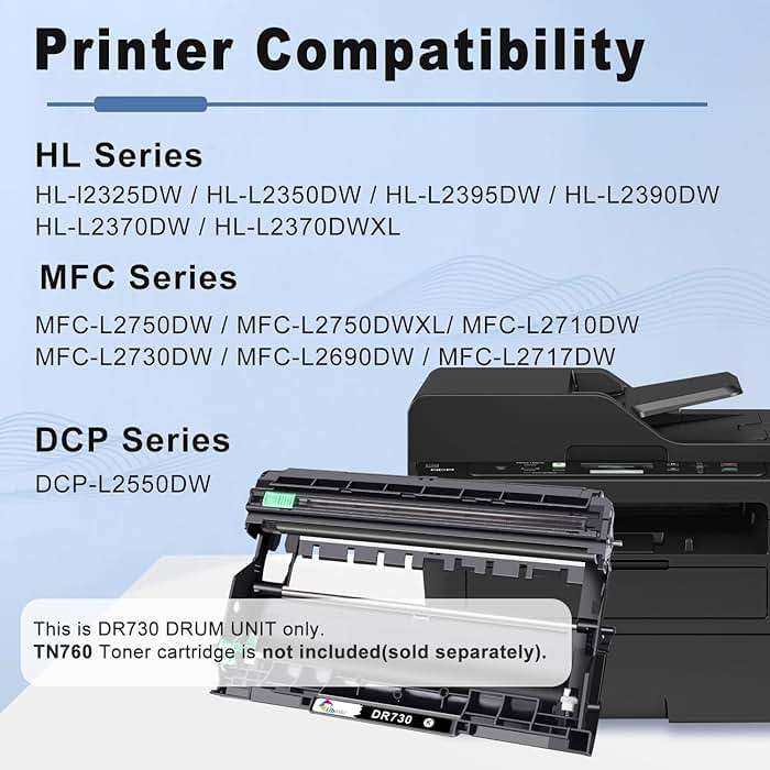 DR730 Compatible Drum Unit Replacement for Brother DR-730 DR-760 760 for MFC-L2750DW MFC-L2710DW HL-L2395DW HL-L2350DW HL-L2370DW HL-L2325DW HL-L2390DW DCP-L2550DW Printer(Black 2-Pack, Not Toner) - Image 2
