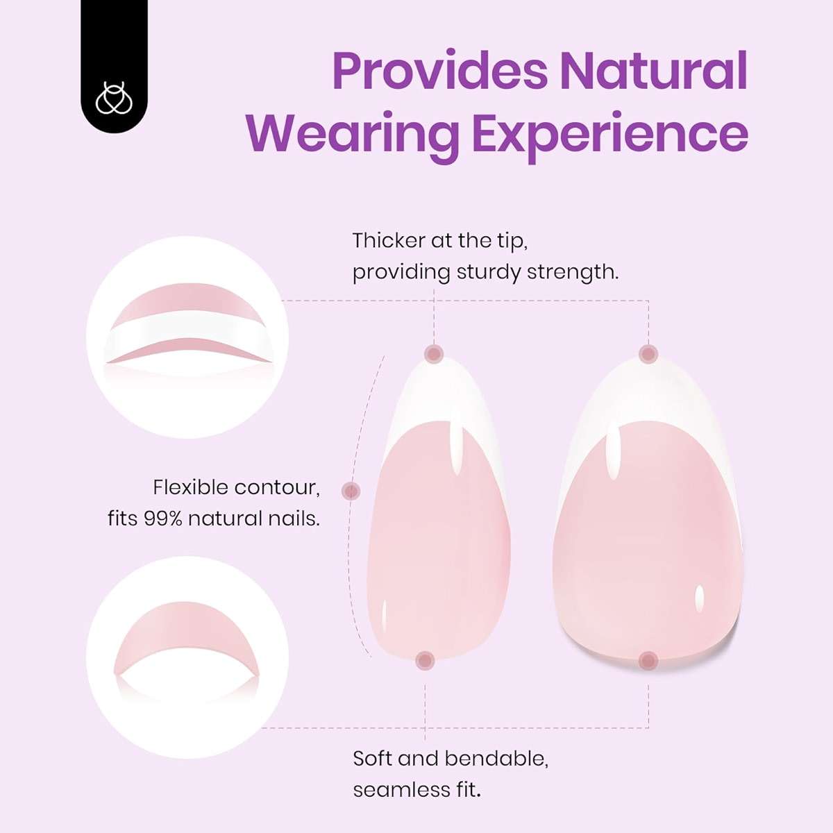 Beetles Press On Nails Almond, 64Pcs Pink Short French Tip Nail Tips Kit Fit Perfectly Nail Tips with Super-Hold Nail Glue DIY Manicure for Nail Extension Designs - Image 5