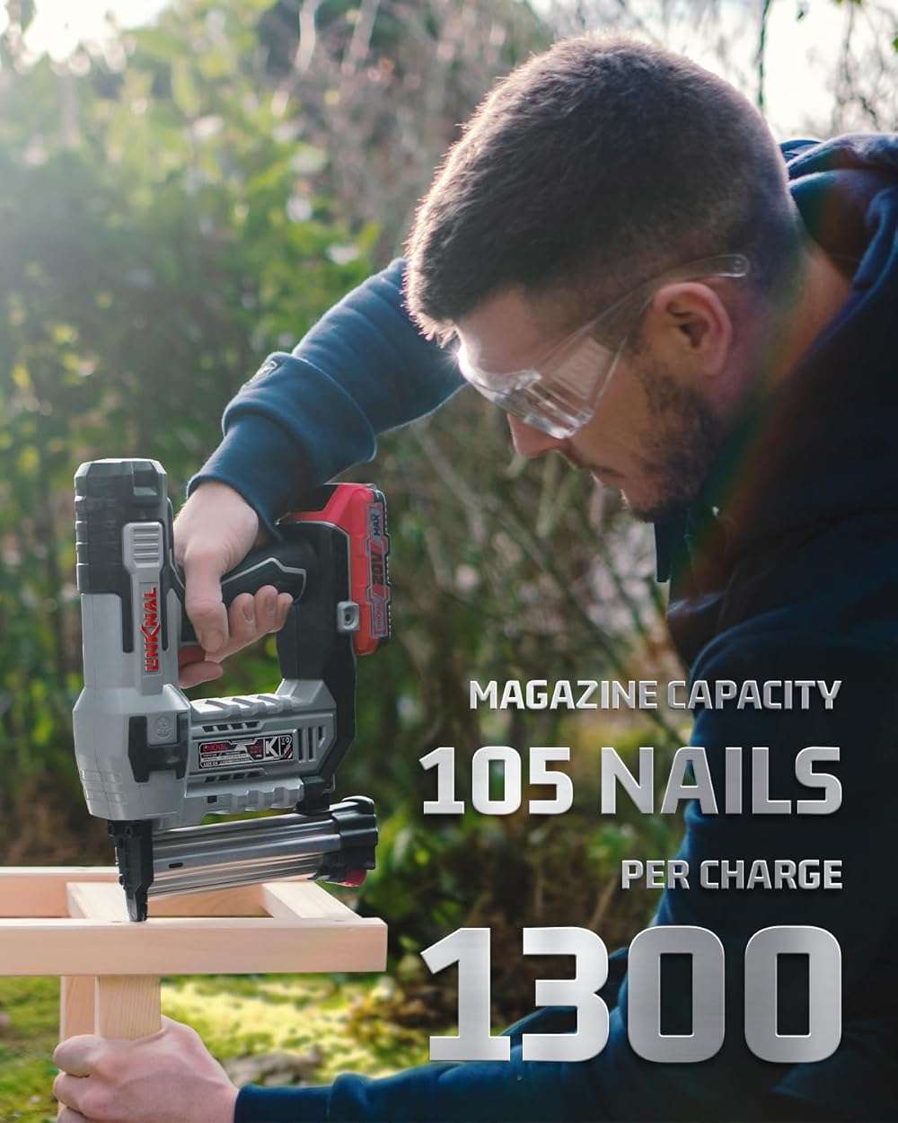 Electric Nail Gun, LINKNAL Cordless Brad Nailer Battery Powered,18 Gauge, 2×20V MAX Li-ion Batteries, Charger and 1000 Nails Included (L820-BN) - Image 6