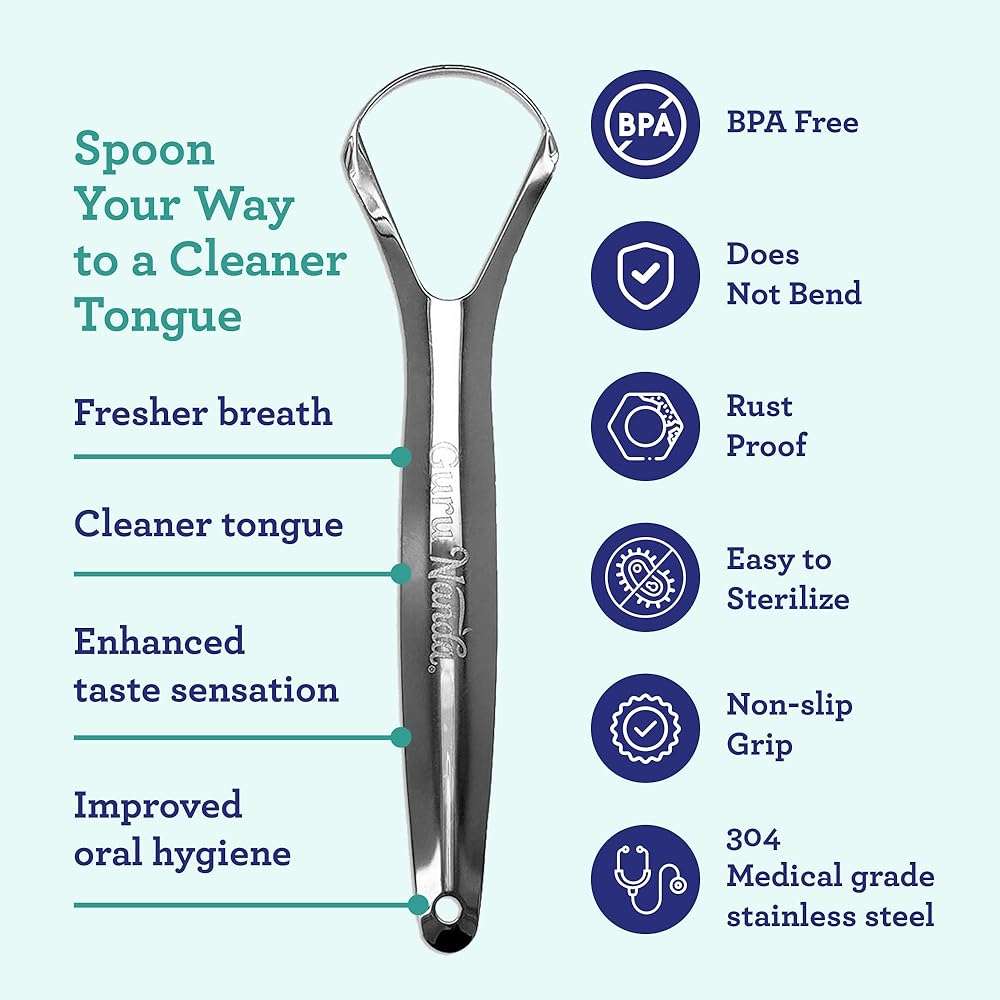 GuruNanda Travel-Friendly Oral Care Kit- 1 Butter on Gums Toothbrush, 1 Tongue Scraper, 4 Dual-Action Floss Picks, 1 Coconut & Mint Oil Pulling Sachet - Image 4