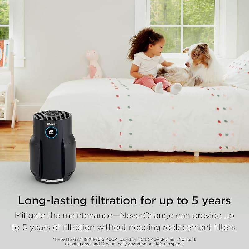 Shark Air Purifier for Home, NeverChange, for Large Room, HEPA-Exceeding Filter, Captures Pollutants, Pet Dander, Dust, Odor, Smoke, and More, Odor Neutralizer, HP152, Charcoal - Image 3