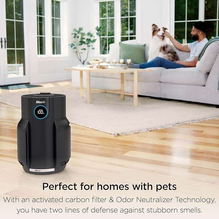Shark Air Purifier for Home, NeverChange, for Large Room, HEPA-Exceeding Filter, Captures Pollutants, Pet Dander, Dust, Odor, Smoke, and More, Odor Neutralizer, HP152, Charcoal - Image 4