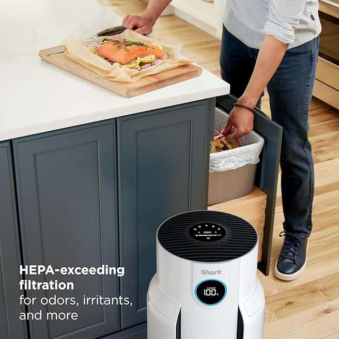 Shark Air Purifier for Home, NeverChange, for Large Room, HEPA-Exceeding Filter, Captures Pollutants, Pet Dander, Dust, Odor, Smoke, and More, Odor Neutralizer, HP152, Charcoal - Image 6