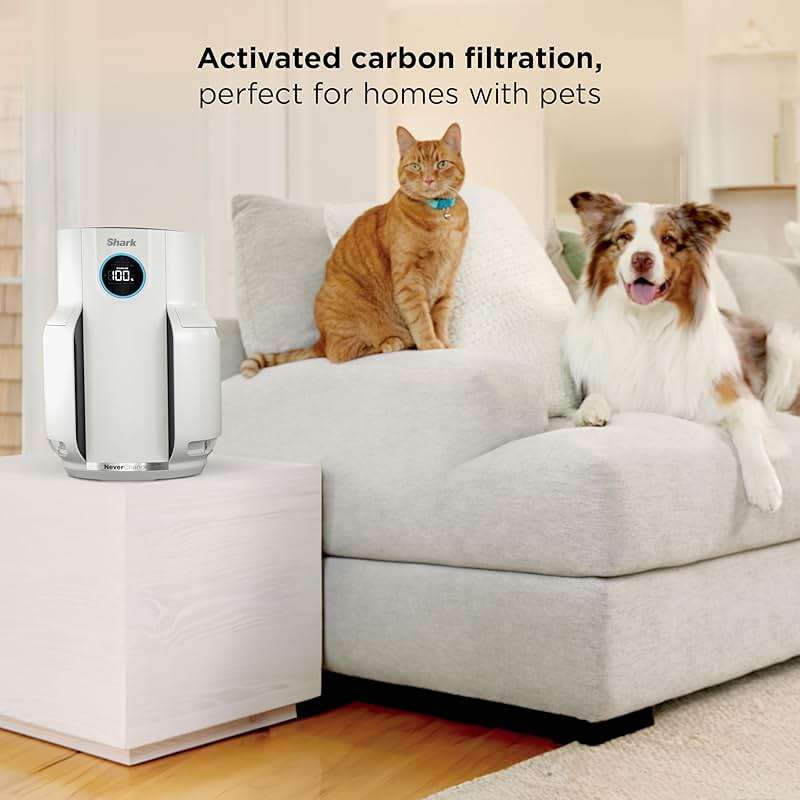 Shark Air Purifier for Home, NeverChange, for Large Room, HEPA-Exceeding Filter, Captures Pollutants, Pet Dander, Dust, Odor, Smoke, and More, Odor Neutralizer, HP152, Charcoal - Image 7