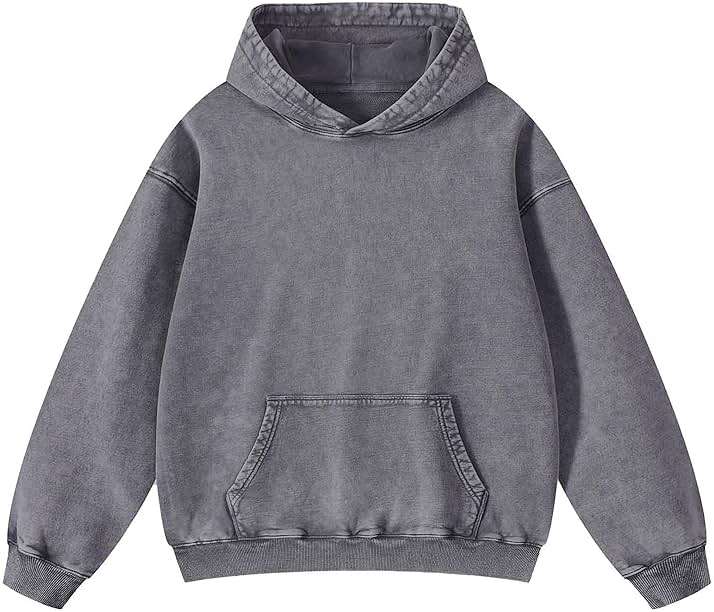 Ystävä Oversized Hoodie for Men Trendy Washed Sweatshirt for Adult Loose Fit Cotton Pullover for Youth - Image 1