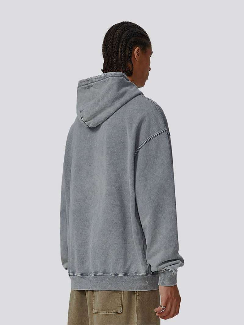 Ystävä Oversized Hoodie for Men Trendy Washed Sweatshirt for Adult Loose Fit Cotton Pullover for Youth - Image 3