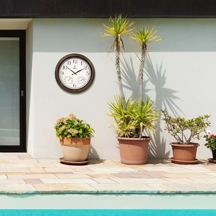 Outdoor Clocks for Patio Large Waterproof with Thermometer - 18 inch Indoor Outdoor Wall Clock with Temperature and Humidity Combo - Weatherproof, Accurate & Easy to Read for Pool, Garden & Home Decor - Image 6