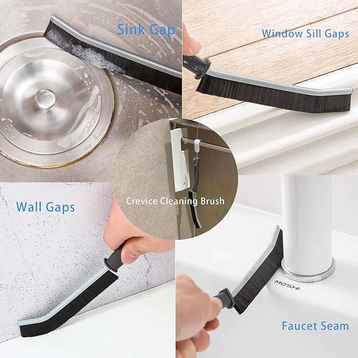Hiyniaz 3Pcs Crevice Cleaning Brush Tool Grout Brush Cleaning Supplies, Home Essentials Bathroom Multifunctional Gap Scrub Hard Bristle Brushes for Household Use (Black Cleaning Brush) - Image 4