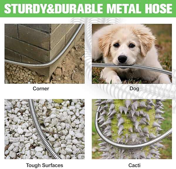 TVKB Garden Hose 100ft Stainless Steel Water Hose Super Tough Flexible Water Pipe with Brass Fittings and Sprayer Nozzle, No Kink, Rust Proof - Image 3