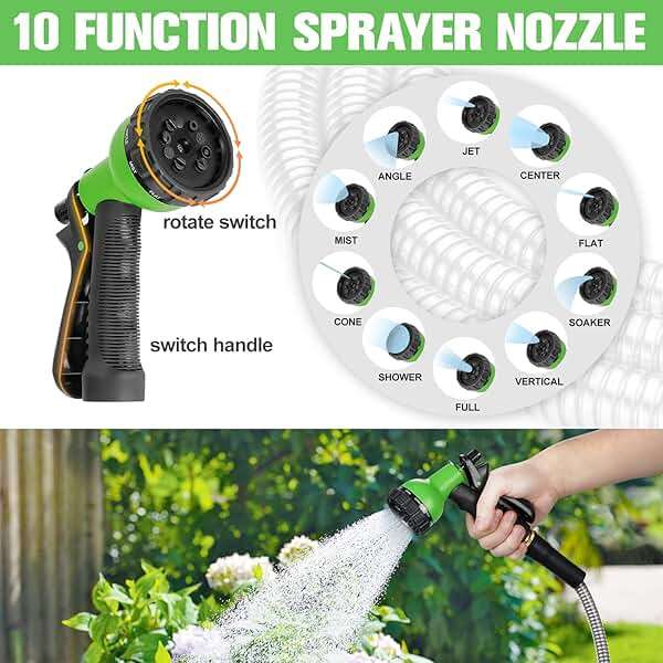 TVKB Garden Hose 100ft Stainless Steel Water Hose Super Tough Flexible Water Pipe with Brass Fittings and Sprayer Nozzle, No Kink, Rust Proof - Image 5
