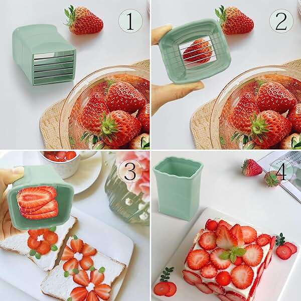 3Pcs Strawberry Slicer Cup：Fruit Slicer Cup for Strawberry Egg Banana Mushroom Cucumber Kiwi and Veggie Salad Speed Cutter the Kitchen Portable Slicing Tool (3Pcs) - Image 6