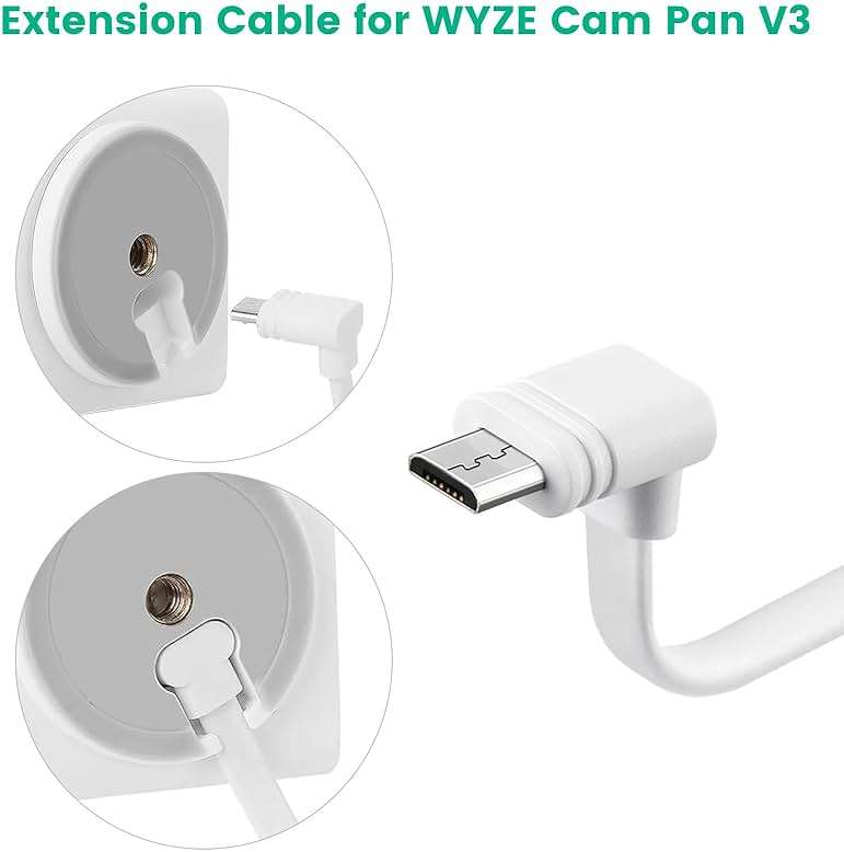 YEAOI 2-Pack 30 ft Extension Cable for WYZE Cam Pan V3 Outdoor Camera, Micro USB 90 Degree Power Adapter, Flat Cord, White - Image 2