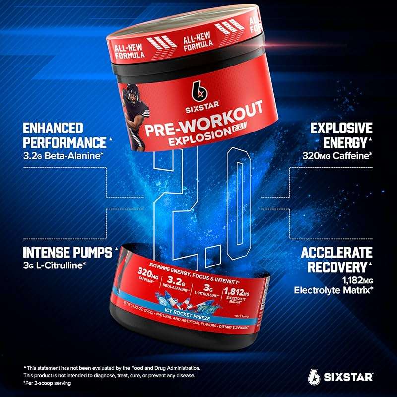 Six Star Pre-Workout Powder for Men & Women, ICY Rocket Freeze (30 Servings) - Preworkout Explosion 2.0 Energy Powder Drink Mix with Beta-Alanine & Caffeine - Sports Nutrition Supplement Products - Image 3