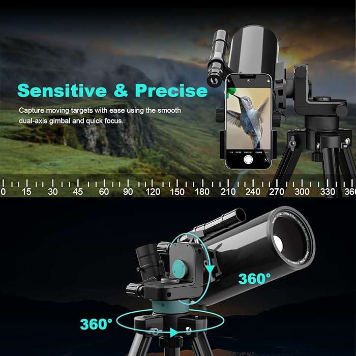 Maksutov-Cassegrain Telescopes for Adults Astronomy, 70mm Aperture Catadioptric Compound Telescope, Compact Portable Travel Telescope, w. Pro Tripod & Phone Adapter - Image 3