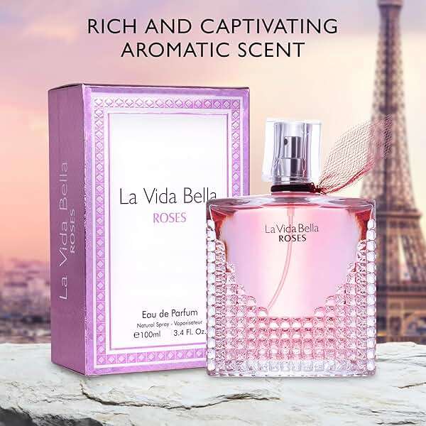 La Vida Bella Roses for Women Eau De Parfum - Floral Amber Fragrance that Combines Top Notes of Raspberry, Pink Pepper & Bergamot - Sugary Rush & Citrusy - Spicy & Rich Aromatic Scent 100ml Bottle - Image 4