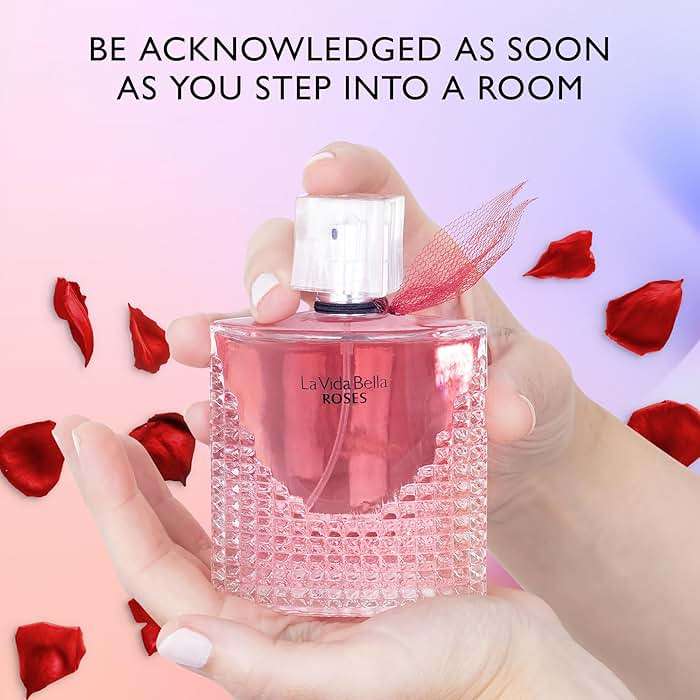 La Vida Bella Roses for Women Eau De Parfum - Floral Amber Fragrance that Combines Top Notes of Raspberry, Pink Pepper & Bergamot - Sugary Rush & Citrusy - Spicy & Rich Aromatic Scent 100ml Bottle - Image 6