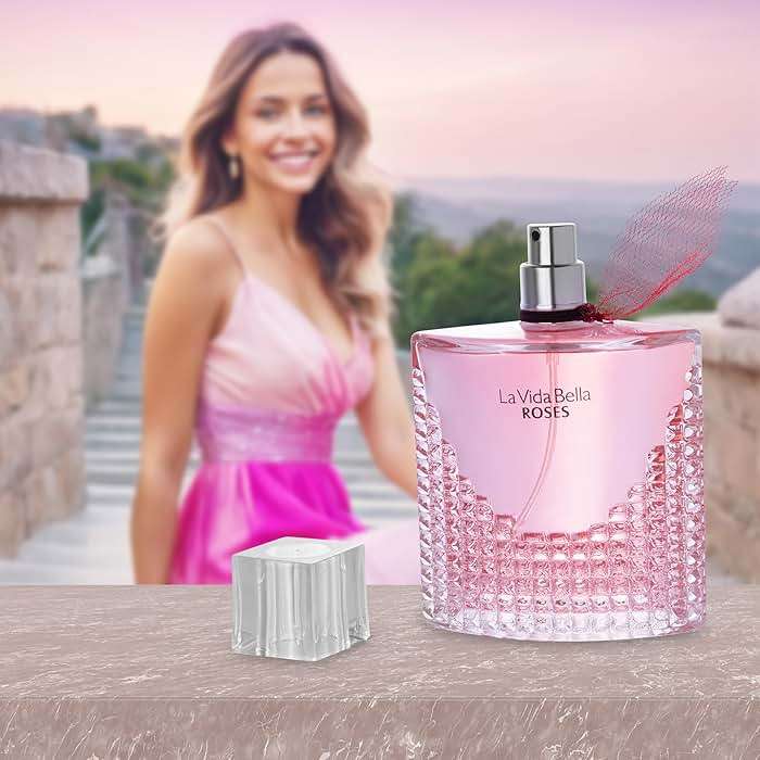 La Vida Bella Roses for Women Eau De Parfum - Floral Amber Fragrance that Combines Top Notes of Raspberry, Pink Pepper & Bergamot - Sugary Rush & Citrusy - Spicy & Rich Aromatic Scent 100ml Bottle - Image 8