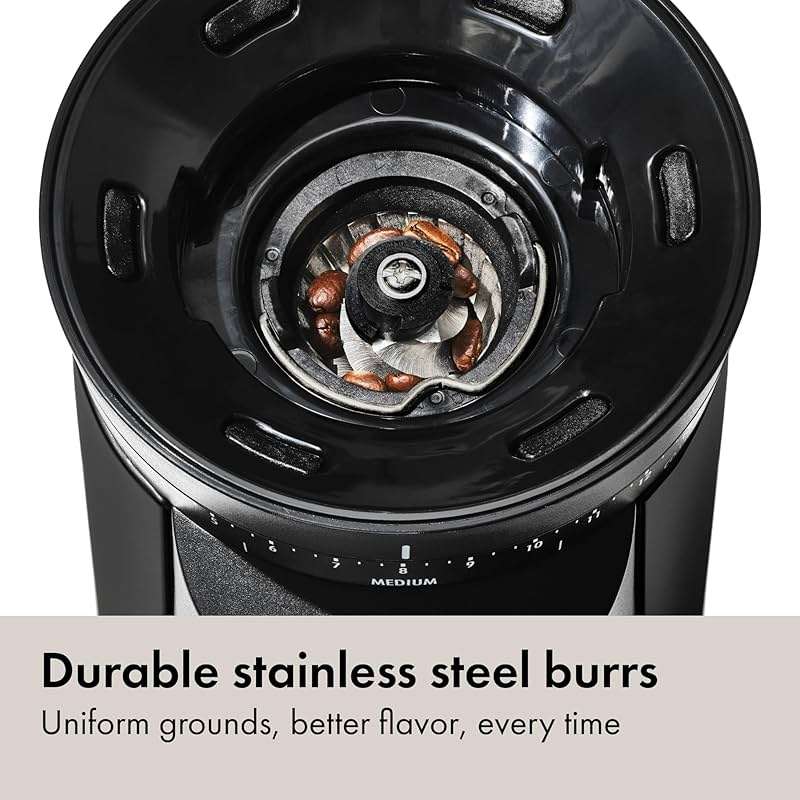 OXO Brew Conical Burr Grinder - Matte Black, Stainless Steel Burrs, One-Touch Automatic Smart Grind - Image 4