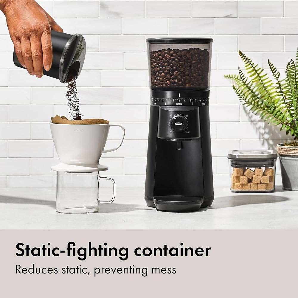 OXO Brew Conical Burr Grinder - Matte Black, Stainless Steel Burrs, One-Touch Automatic Smart Grind - Image 5