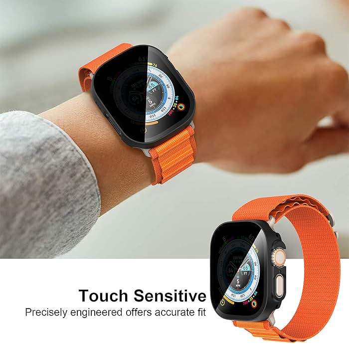 Suoman 3 in 1 for Apple Watch Ultra 3/2/1 49mm Waterproof Case, Front Privacy Tempered Glass Screen Protector + Back 360° protective Bumper Cover-Black - Image 8