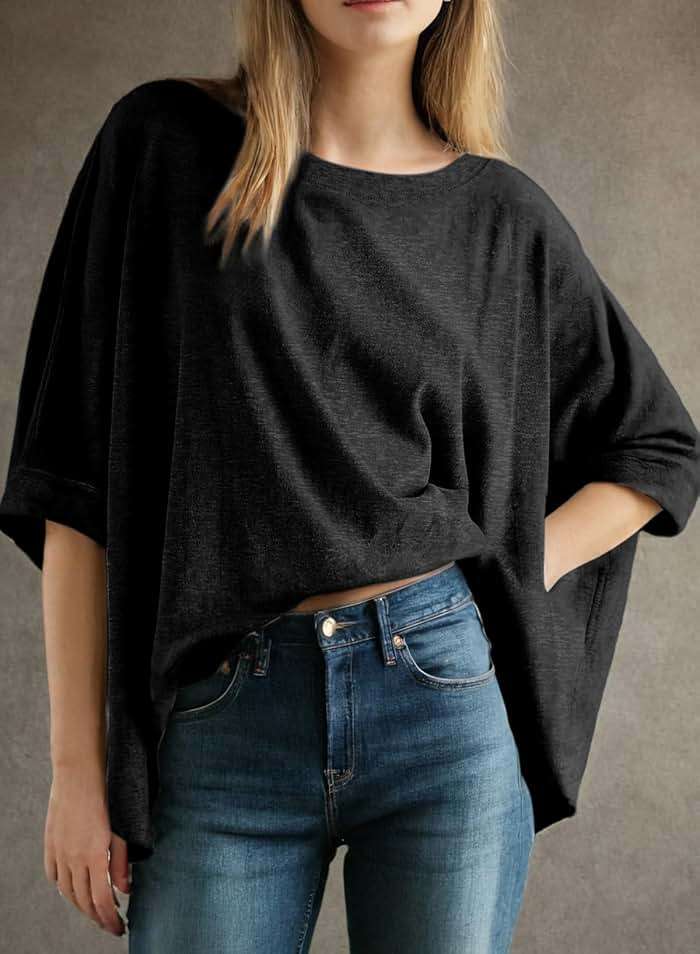 Dokotoo Summer Shirts 2026 Womens Solid T Shirts for Women Loose Oversized Tops Basic Tee - Image 2