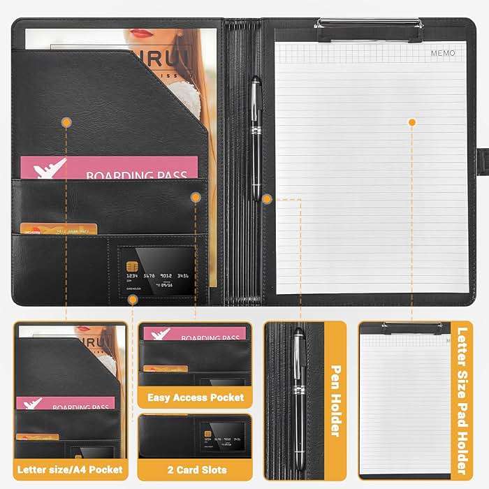 Padfolio Portfolio Clipboard Folder Pacific Mailer Resume Portfolio Folder Legal Document Organizer Legal Pad Holder for Interview School Business Office Conference - Image 3