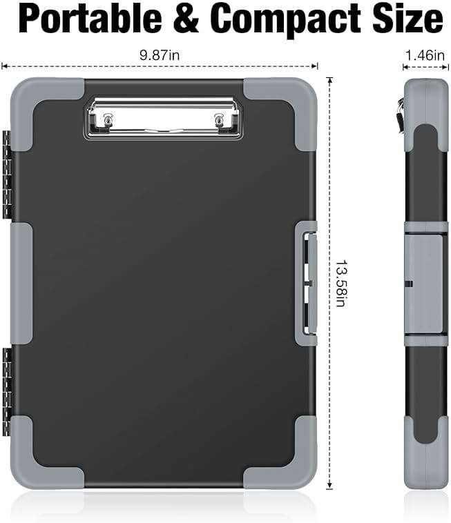 Sooez Toughest Clipboard with Storage, Internal Pen Pouch Included, Letter/ A4 Size, Shockproof Heavy Duty Plastic Clip Boards 8.5x11”, High Capacity Clipboards Box Case for Contractor Trucker Driver - Image 2
