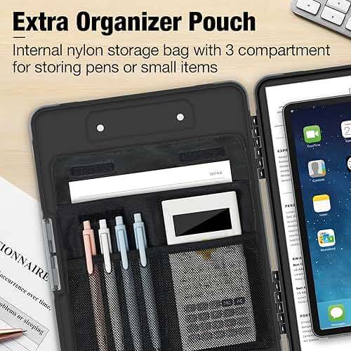 Sooez Toughest Clipboard with Storage, Internal Pen Pouch Included, Letter/ A4 Size, Shockproof Heavy Duty Plastic Clip Boards 8.5x11”, High Capacity Clipboards Box Case for Contractor Trucker Driver - Image 5