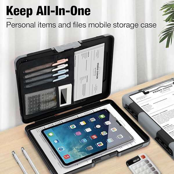 Sooez Toughest Clipboard with Storage, Internal Pen Pouch Included, Letter/ A4 Size, Shockproof Heavy Duty Plastic Clip Boards 8.5x11”, High Capacity Clipboards Box Case for Contractor Trucker Driver - Image 6
