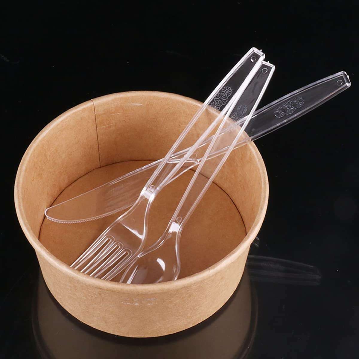 MOACOCK 150 Pcs Clear Plastic Silverware, Heavy Weight Plastic Forks Spoons Knives Disposable Utensils Cutlery Set for Wedding Party Supplies Everyday Use - Image 9