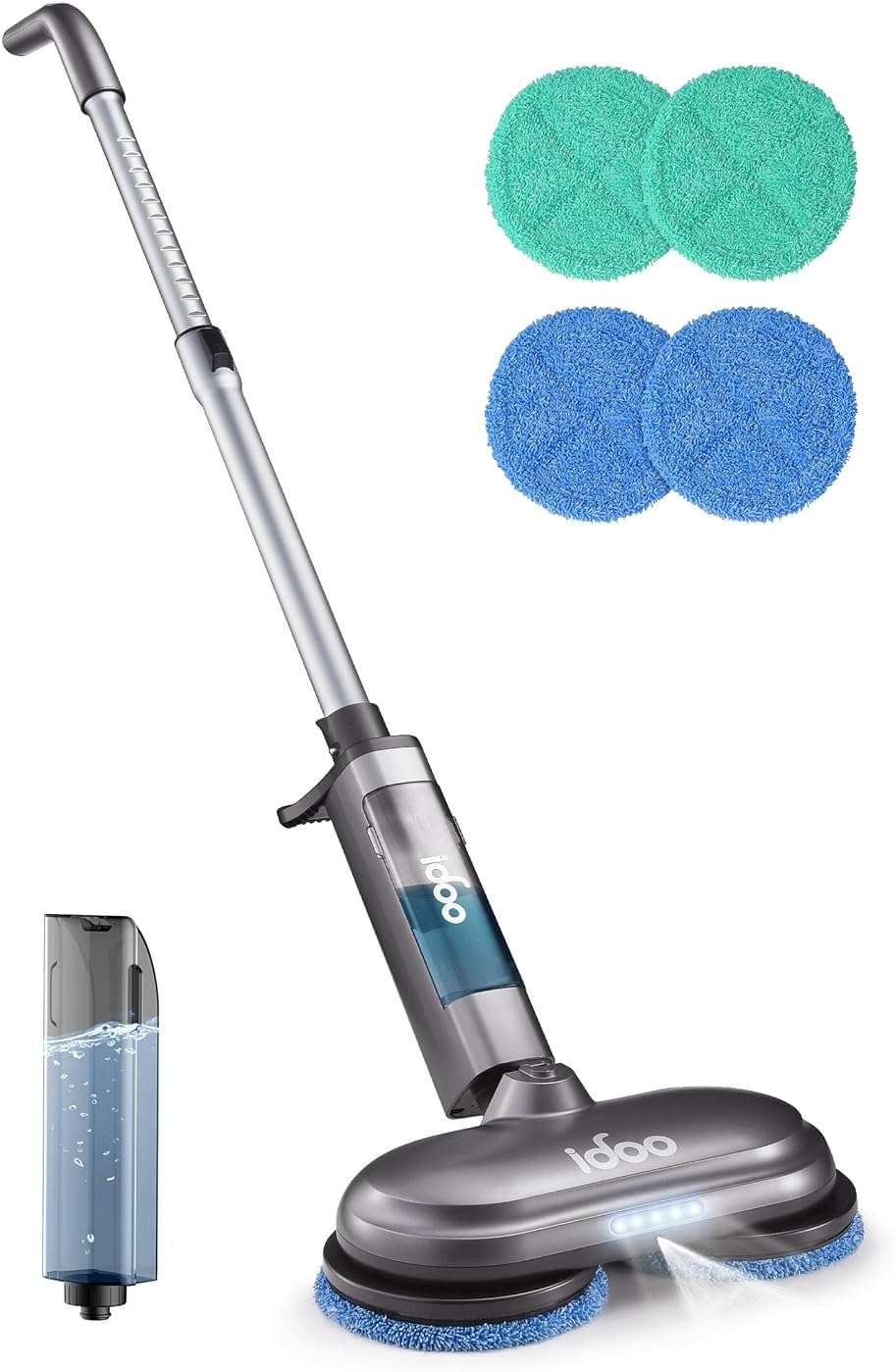 iDOO Cordless Electric Mop, Rechargeable Spin Mop with Water Spray & LED Headlight, Quiet Self Propelled Floor Cleaner, Lightweight Floor Scrubber for All Floors - Image 1