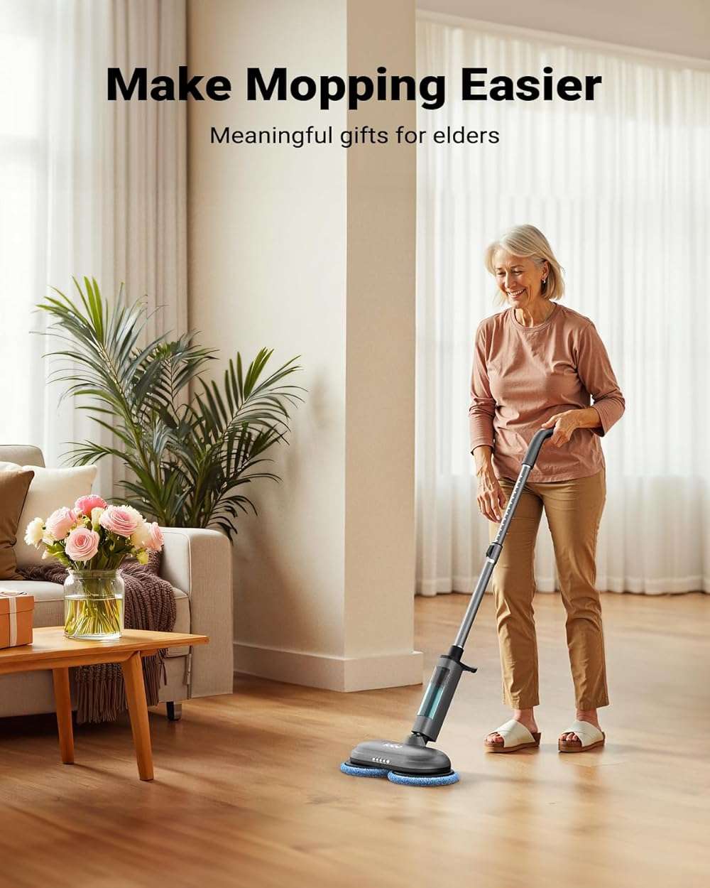 iDOO Cordless Electric Mop, Rechargeable Spin Mop with Water Spray & LED Headlight, Quiet Self Propelled Floor Cleaner, Lightweight Floor Scrubber for All Floors - Image 5