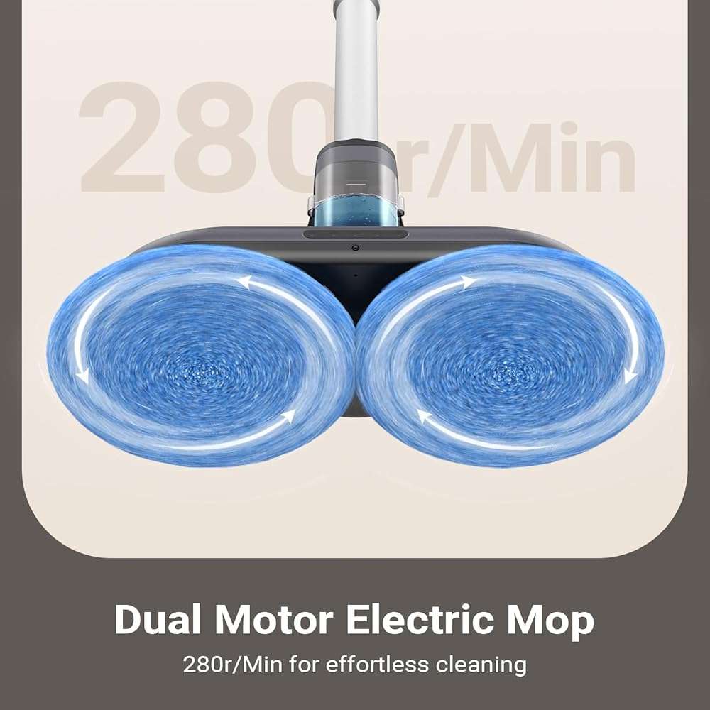 iDOO Cordless Electric Mop, Rechargeable Spin Mop with Water Spray & LED Headlight, Quiet Self Propelled Floor Cleaner, Lightweight Floor Scrubber for All Floors - Image 6
