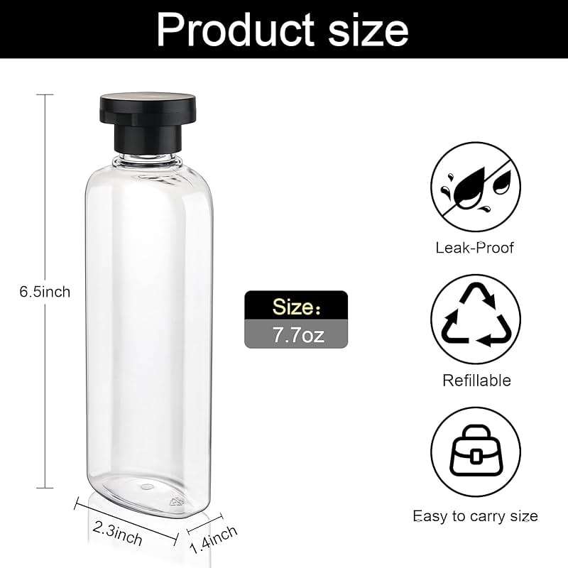 Wowang Travel Shampoo and Conditioner Bottles 7.7oz 3 Pack Leak Proof Squeeze Bottles with Flip Cap Refillable Containers Plastic Travel Toiletry Bottles for Lotion Shampoo Conditioner - Image 2