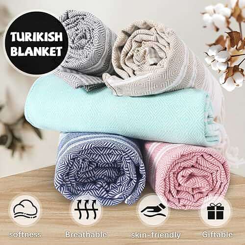 Giant Turkish Beach Towel Boho Beach Throw Blanket Anti Resistant Sand Free Quick Dry Lightweight Sandless Cloud Hawaii Honeymoon Travel Essentials Xl Big Huge Jumbo Women Summer Vacation Gift - Image 9