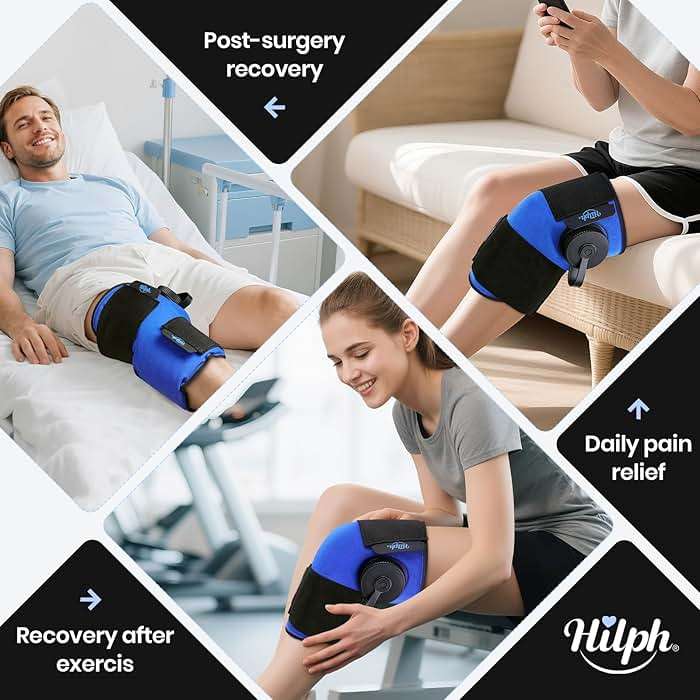Hilph Knee Refillable Ice Bag for Injuries, Portable Travel Ice Pack with 2 Hours Long Lasting Cold for Knee Cold Therapy, Instant Relief for Replacement Surgery, Sports Injury, Swelling, Muscle Pain - Image 3