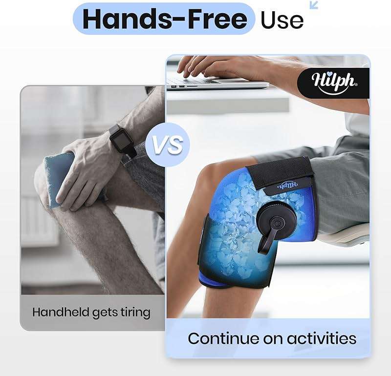 Hilph Knee Refillable Ice Bag for Injuries, Portable Travel Ice Pack with 2 Hours Long Lasting Cold for Knee Cold Therapy, Instant Relief for Replacement Surgery, Sports Injury, Swelling, Muscle Pain - Image 4