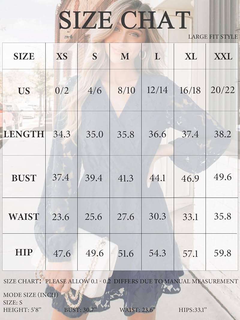 CUPSHE Women Elegant V Neck Lace Peasant Sleeve Mini Summer Dress Elastic High Waist A Line Casual Wedding Guest Dress - Image 4